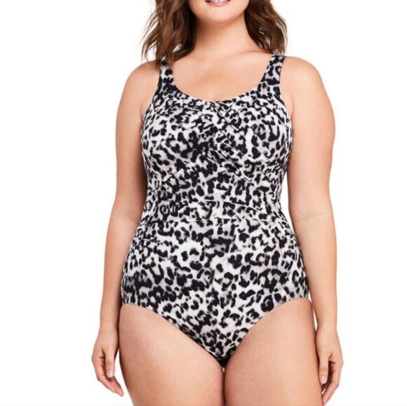 TrimShaper Women's Carmela leopard Underwire crossback one piece swimsuit size 8 - Picture 12 of 16